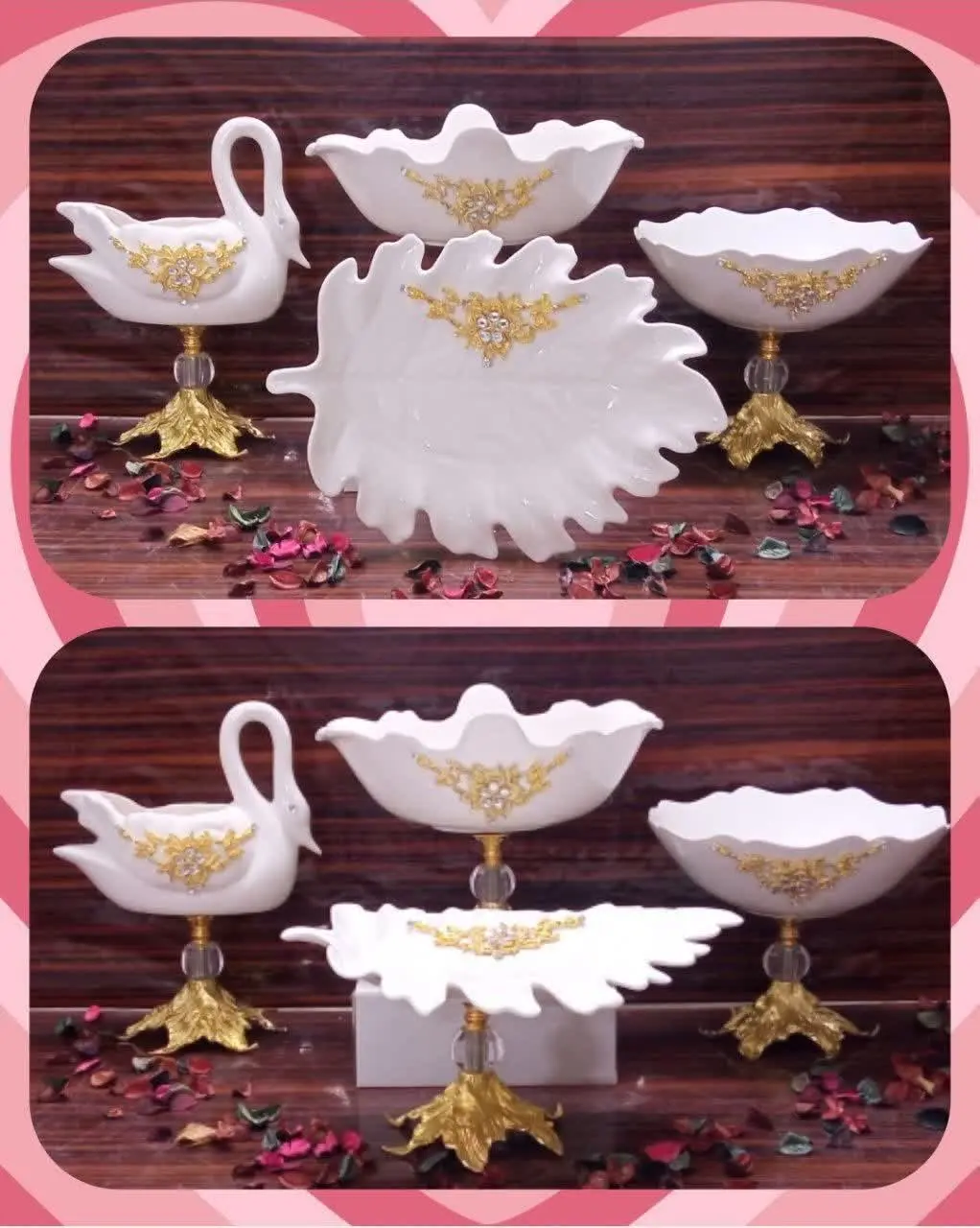 🌹سرویس ۴تیکه گل برنزی طرح س...