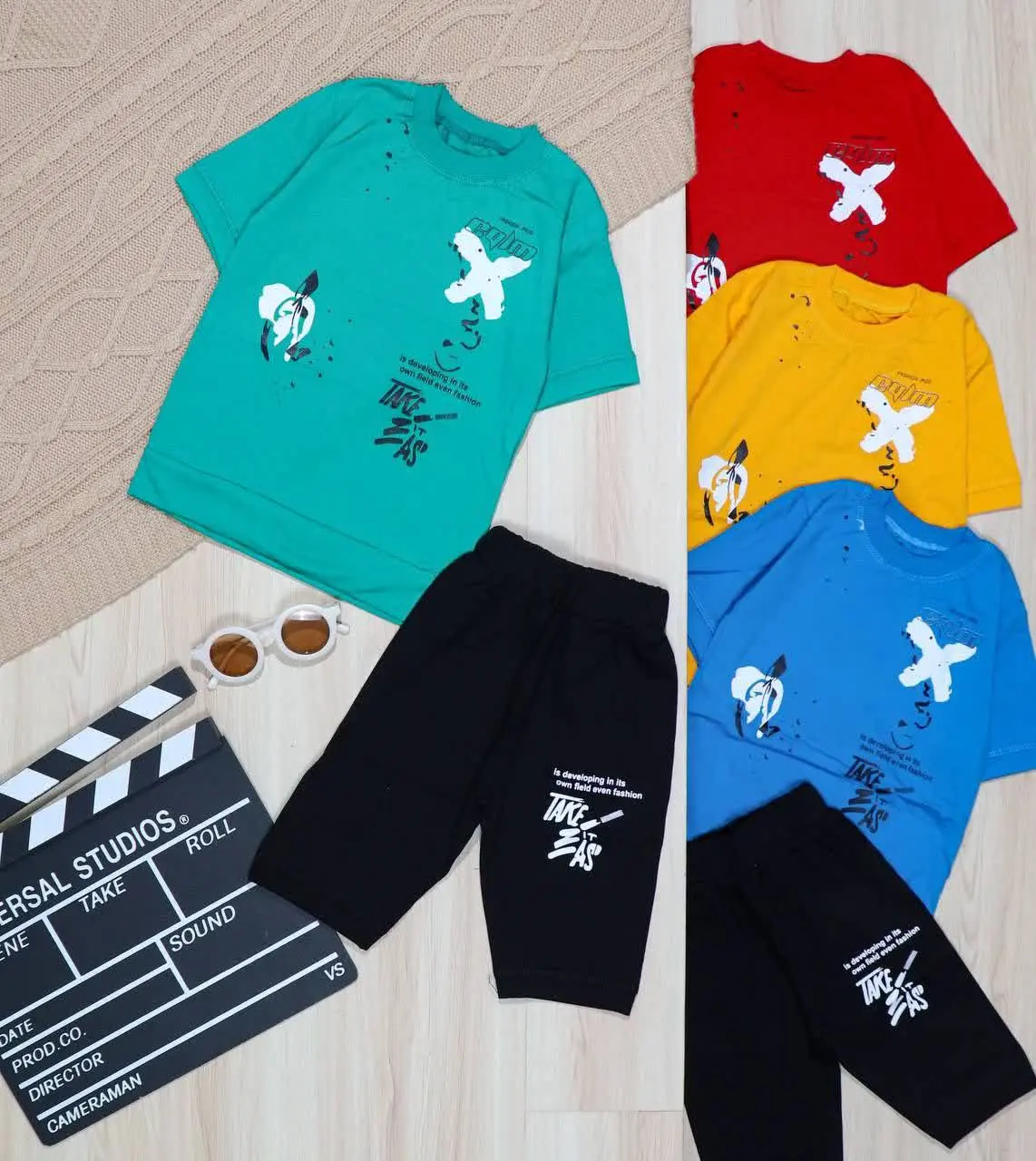 👫تیشرت و شلوارک چاپ ضربدر 👫
