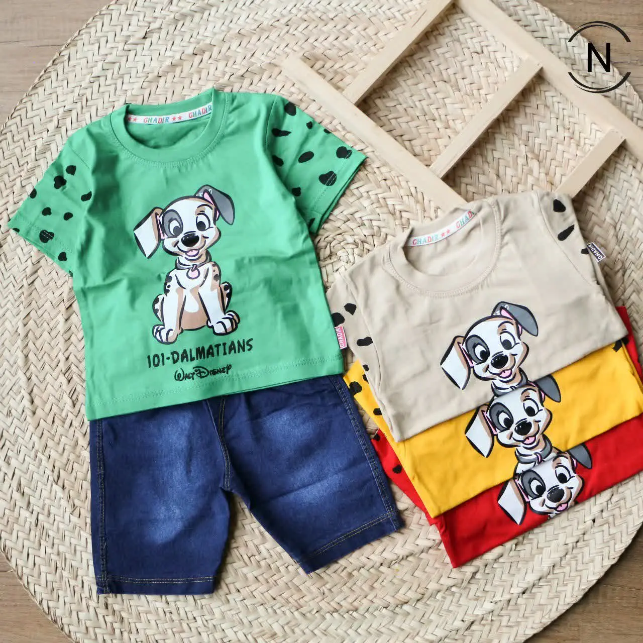 #تیشرت شلوارک لی پسرانه پنبه سگ خالدار
