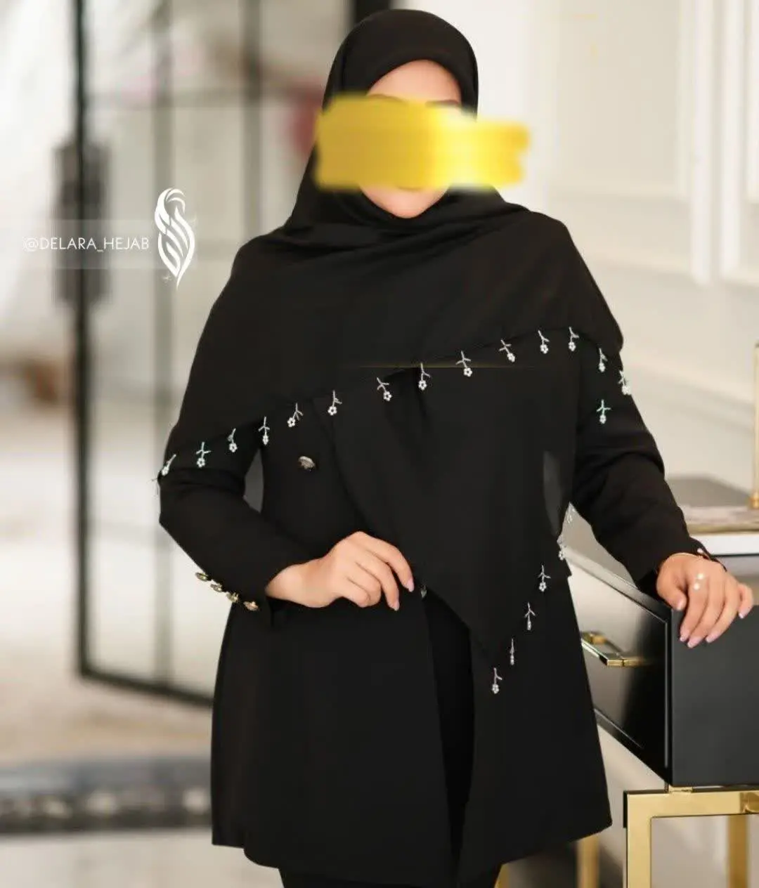 🖤 #روسری مشکی #محرمی با حاشیه مهره دوزی گل 🌹
