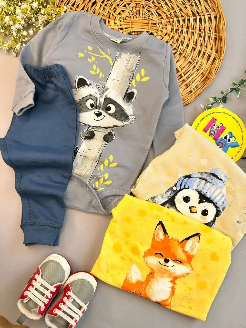 بادی شلوار طرح راکون طوسی آ...