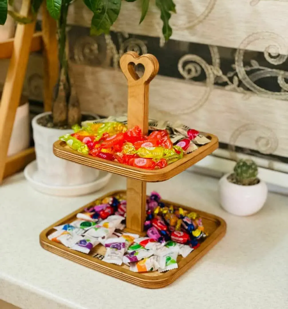 ✨شیرینی خوری چوبی دسته قلب 
