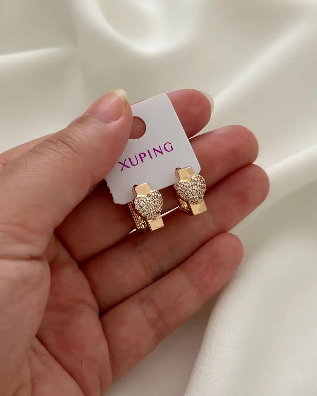 #گوشواره قلبی نگین دار ژوپینگ کد ۱۹۸۸
