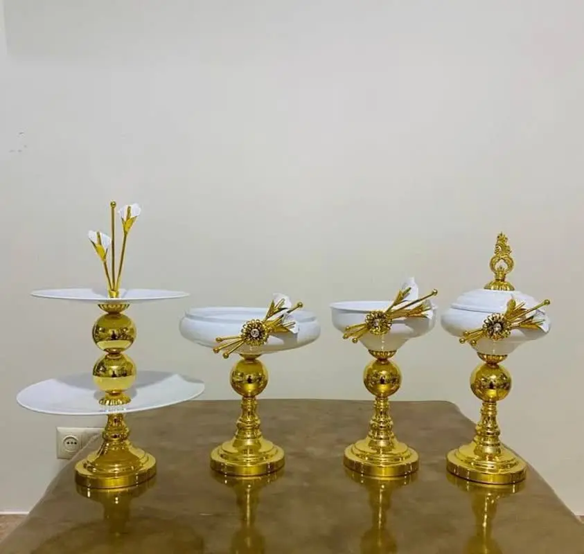 🔰سرویس ۴پارچه لیلیوم مشکی وسفید پایه مربع
