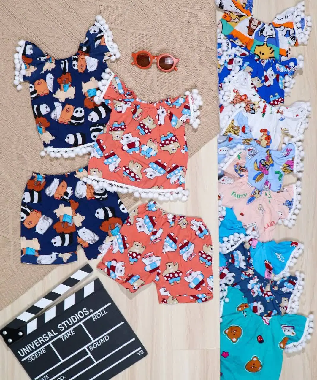 👫شومیز و شلوارک نخی سرآستین و پایین پوم👫
