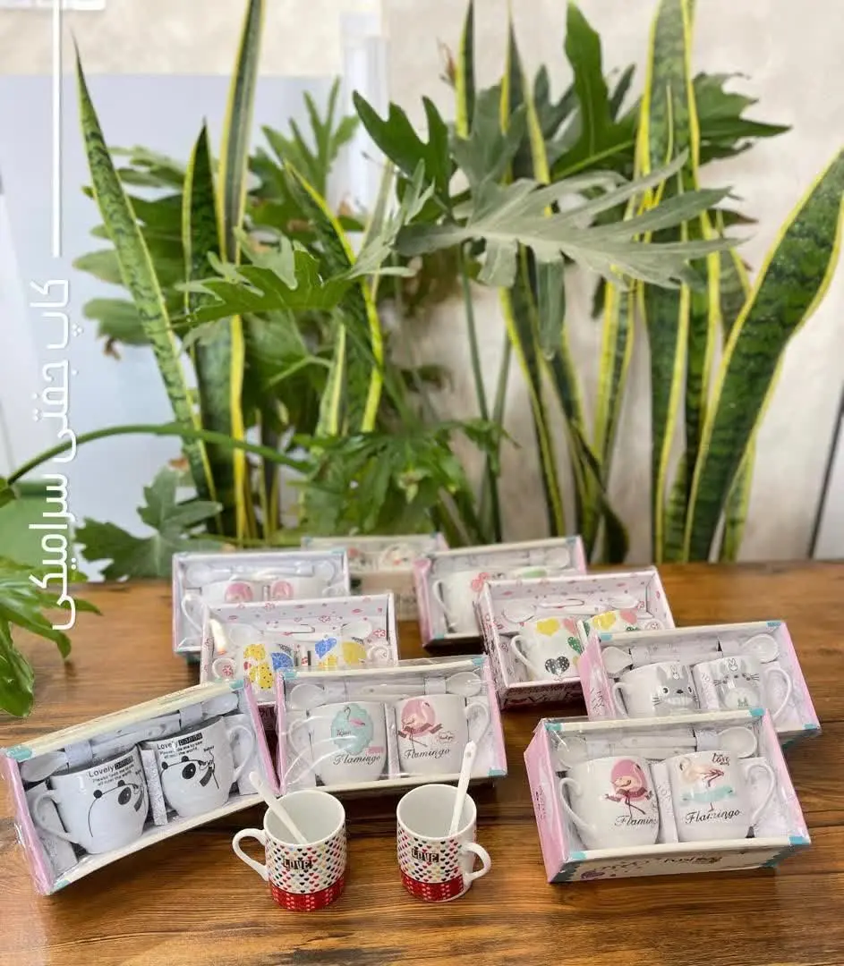 ماگ دوقلو کوچک فانتزی قاشق دار