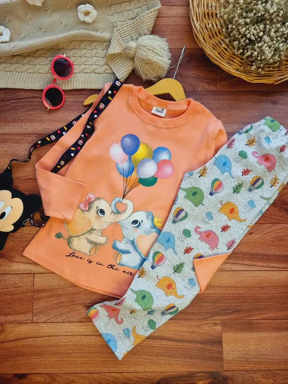 ست بلوز شلوار دخترانه طرح فیل🐘
