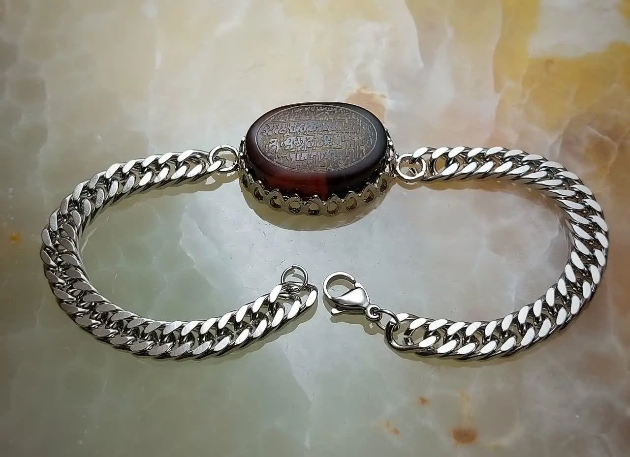 دستبند هیئتی عقیق قهوه ای آ...