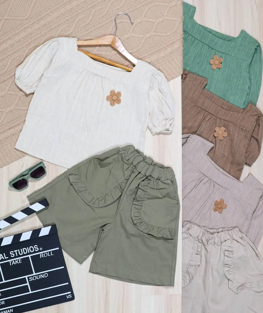 👫کراپ و شلوارک کتان شانتون ریلی👫
