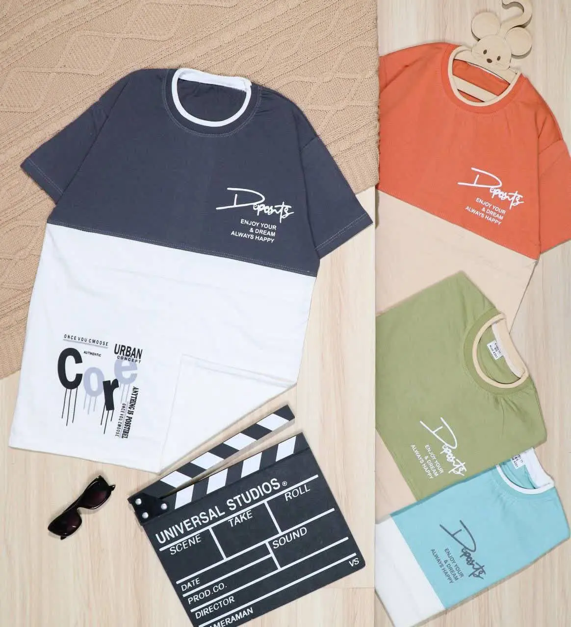 👫تیشرت پسرانه ۲تیکه رنگ چاپ CORE👫
