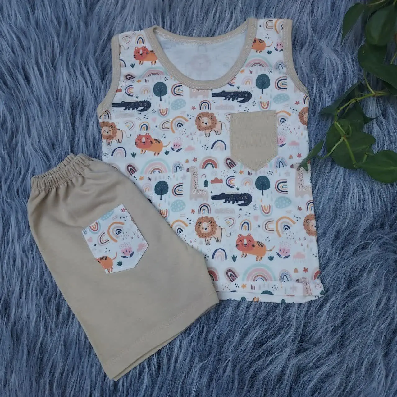 💠رکابی و شلوارک پسرانه مدل لاین کاب💠
