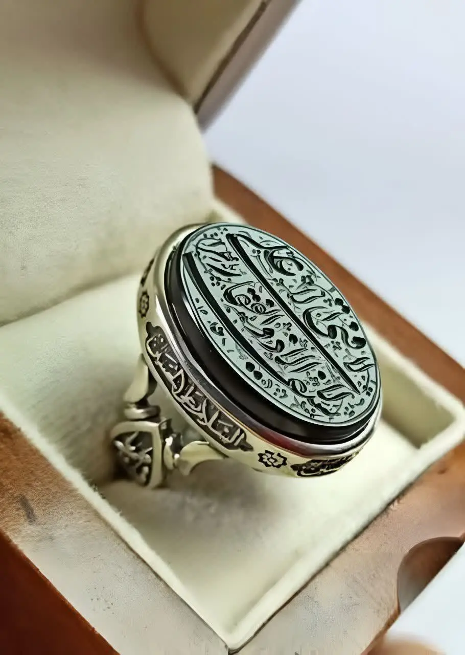 💎انگشتر عقیق مشکی مردانه