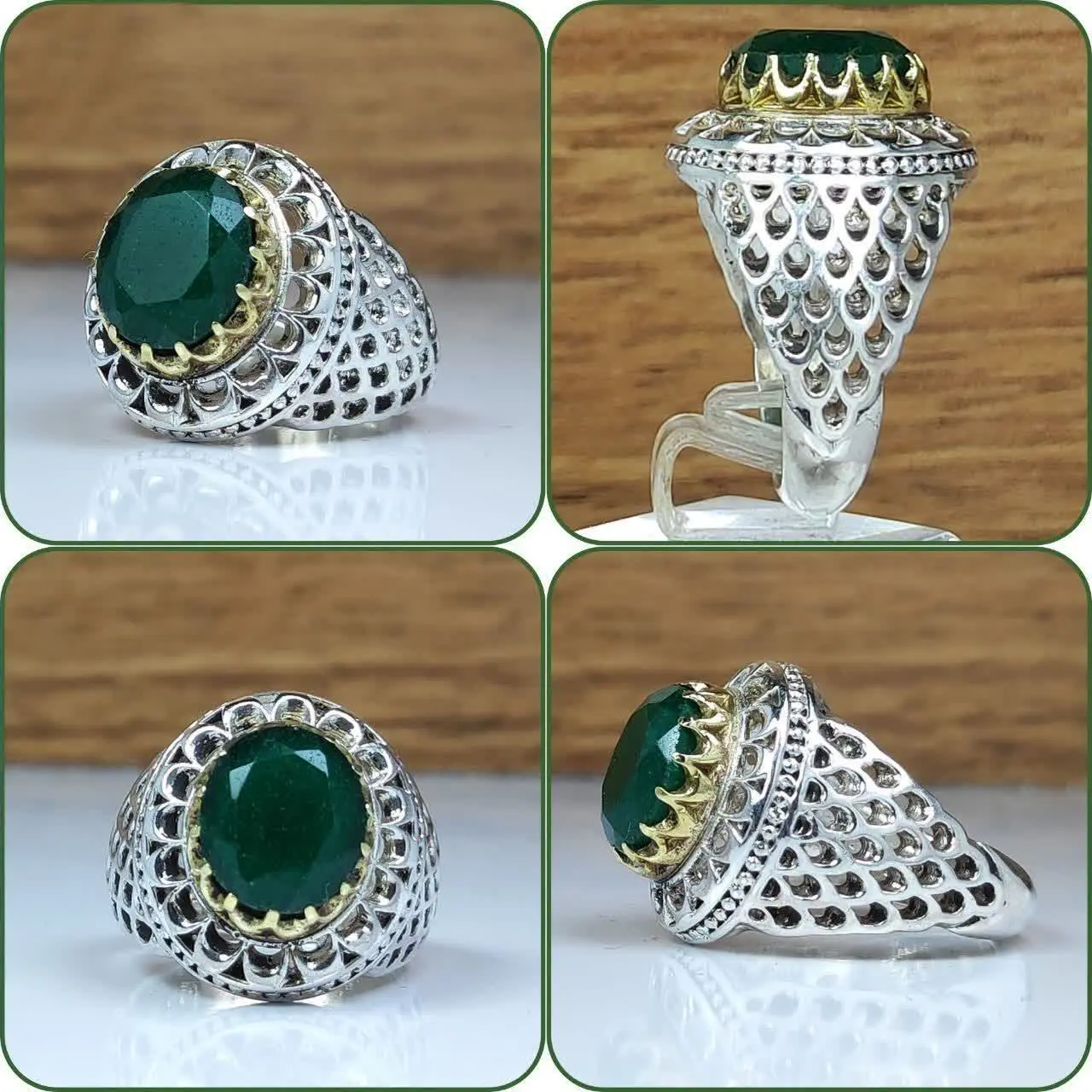 💎انگشتر جواهری زمرد اصل