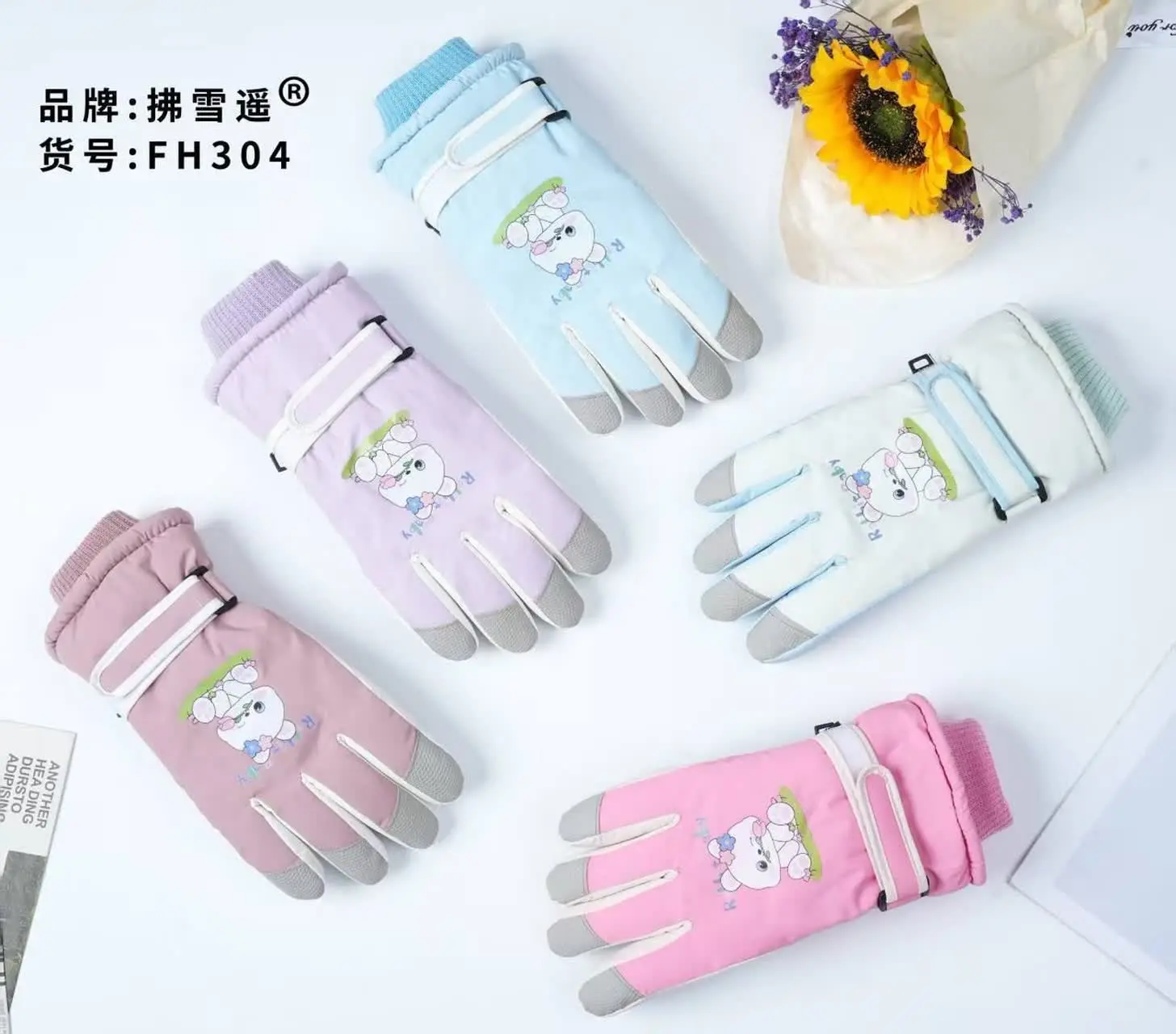 دستکش ضد آب دخترانه خرگوش ک...