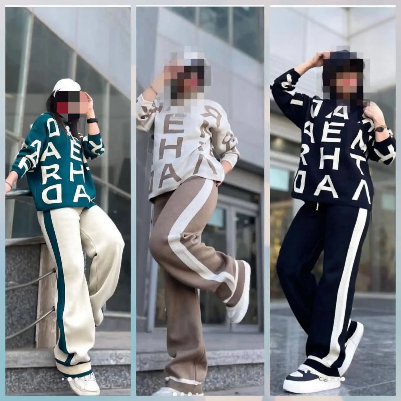 🌹بلیز شلوار بافت طرح حروف🌹
