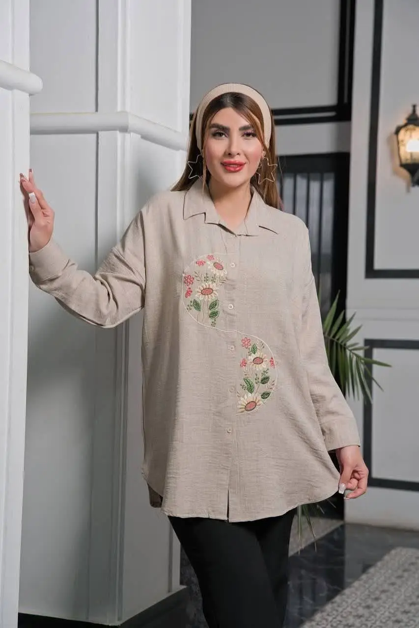 🌼شومیز گلدوزی شده شانتون
