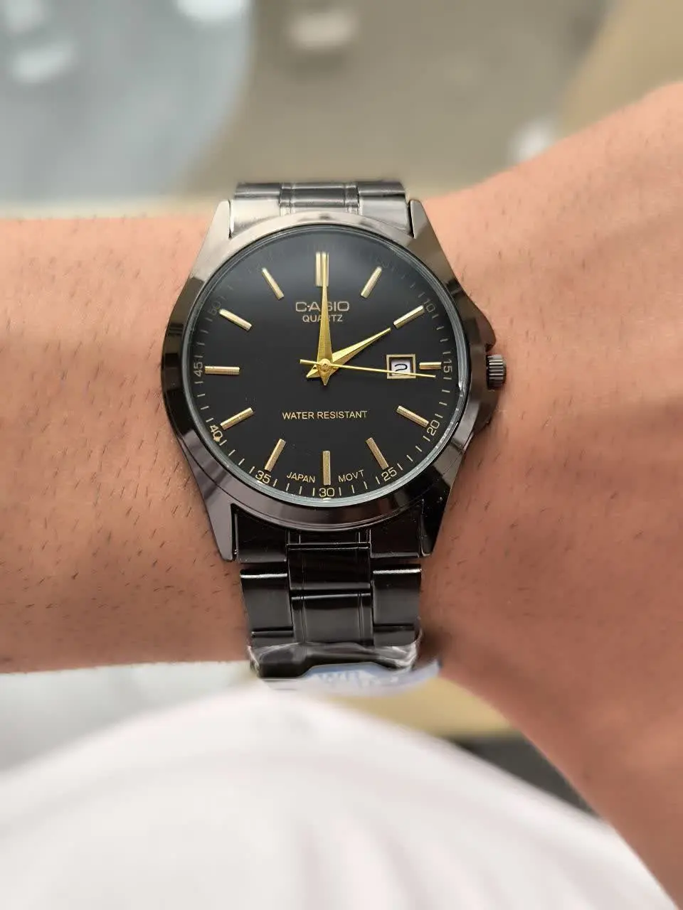👚نام: ساعت کاسیو بنداستیل زنانه یا مردانه بصورت تک بند مشکی صفحه مشکی 
