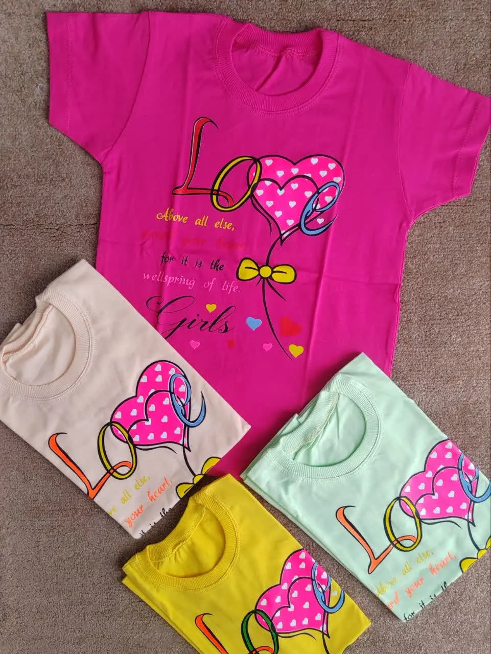 👫تیشرت تک دخترانه قلب 😍
