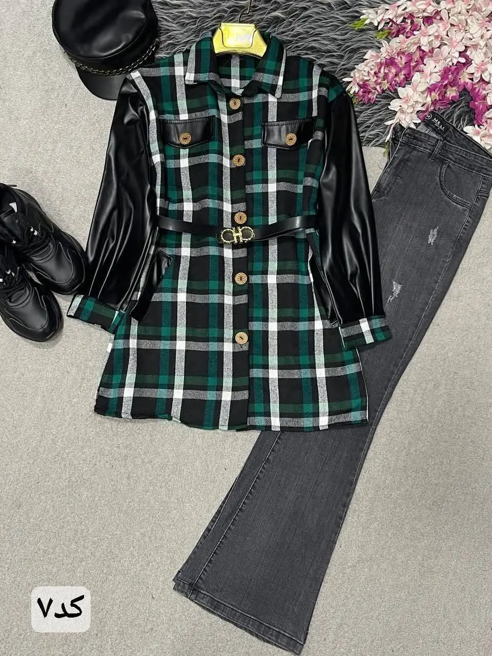 🛍نام: پاییزه آستین چرم مهین+کمربند👌🍂
