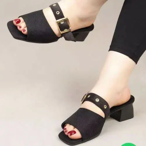 🌷 صندل مراکشی پاشنه دار مشکی
