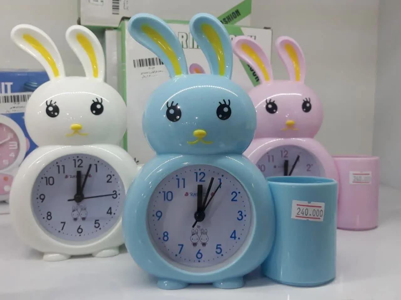 ساعت و جا قلمی طرح خرگوش
