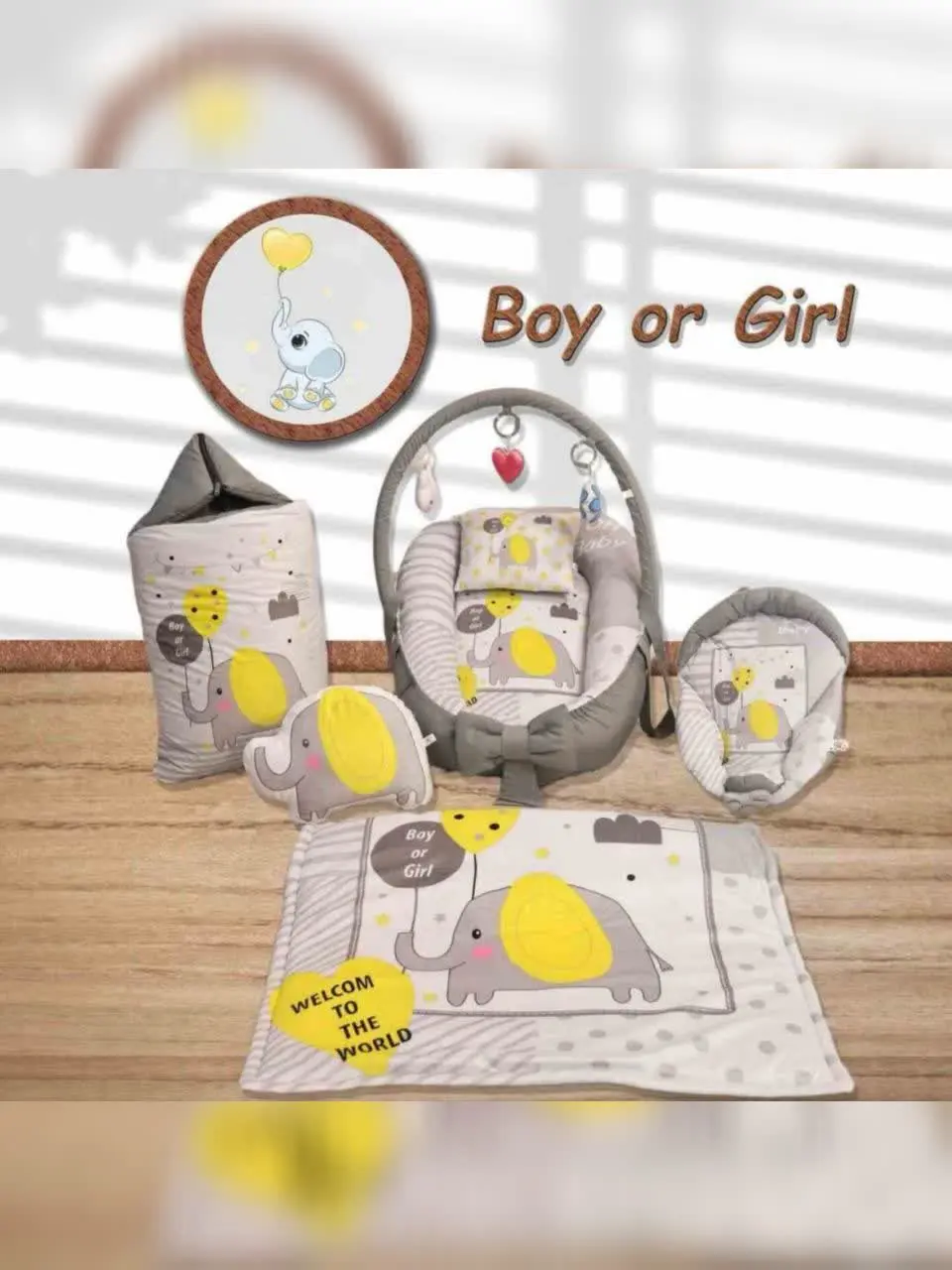 تشک لبه دار هفت تکه طرح دار مخمل فیل فانتزی طوسی نوزادی و کودک کد ۲۱۰۲۳ 
