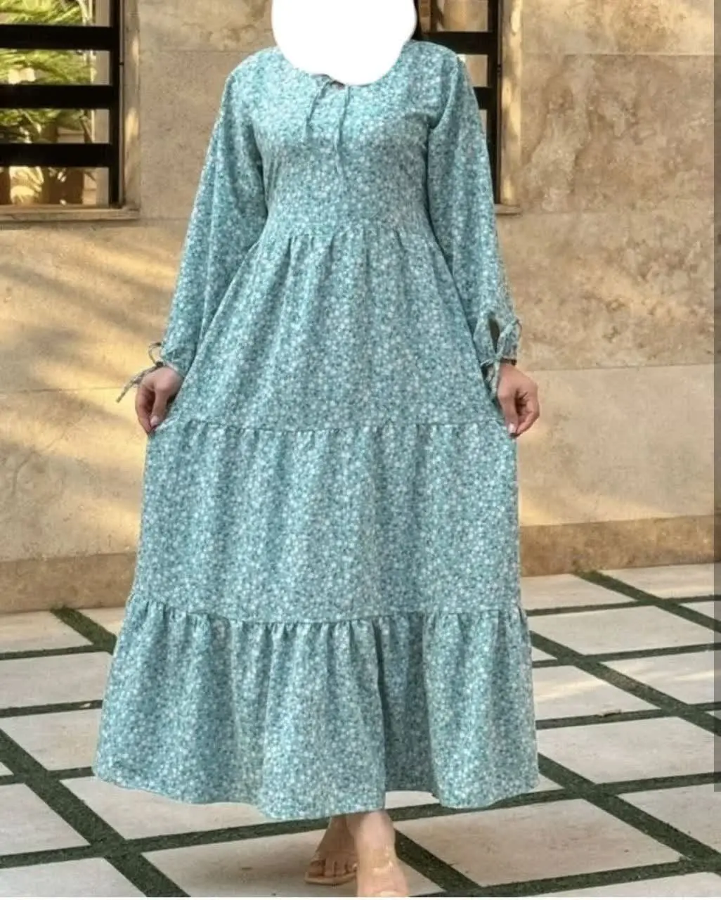 پیراهن ساحلی کرپ پفکی