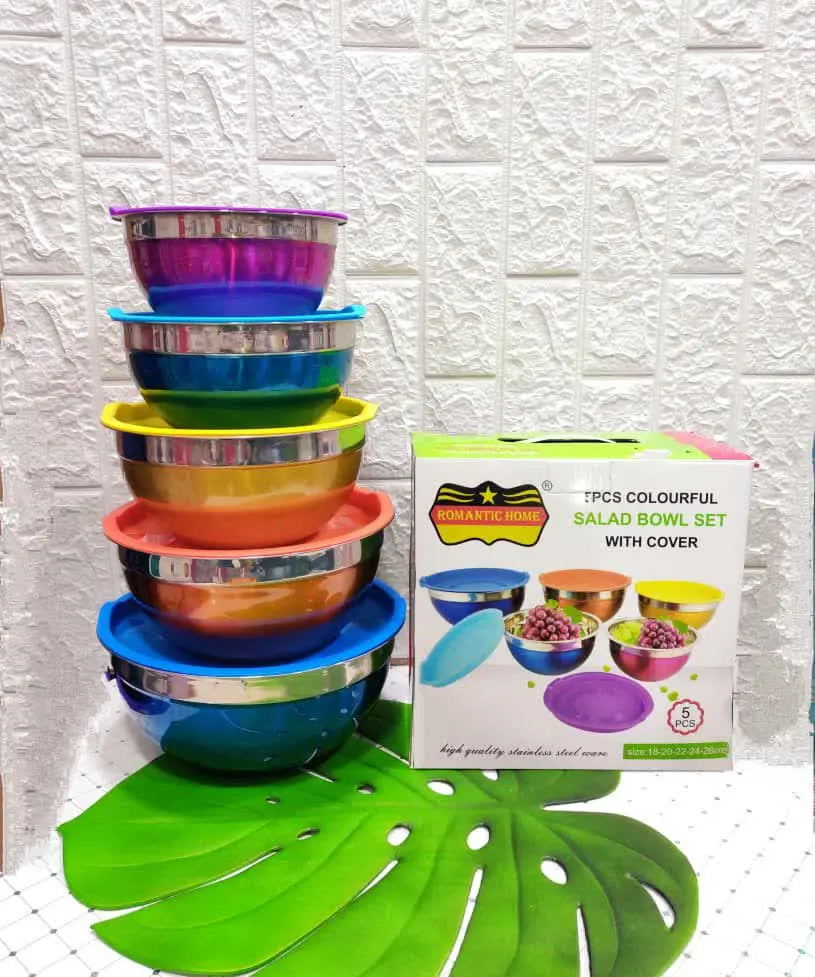 لگن ۵ تکه بدنه استیل تمام رنگی درب ژله‌ای رومانتیک اصلی 
