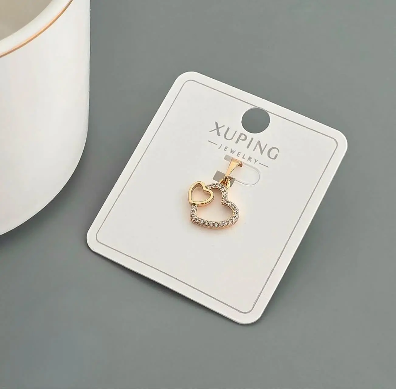 پلاک قلبی نگین دار ژوپینگ ب...