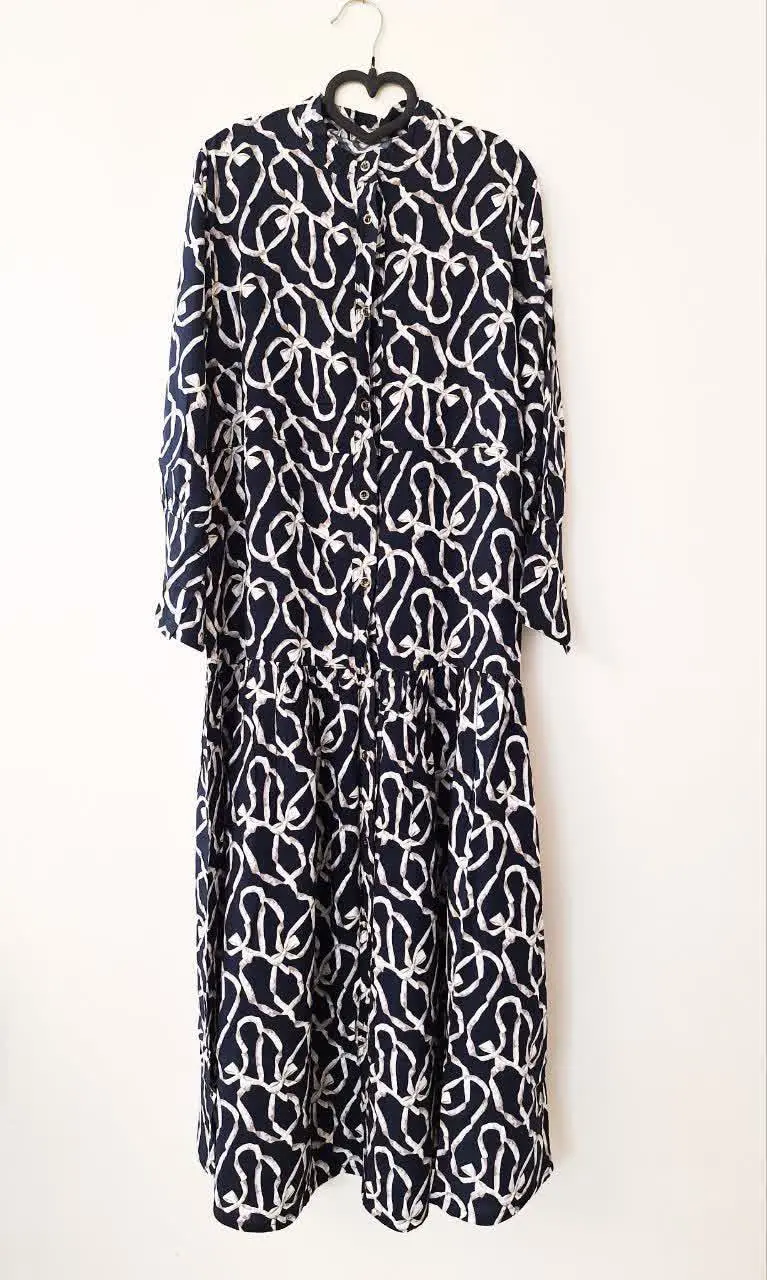 پیراهن نخی کولر دار آستین بلند🥰
