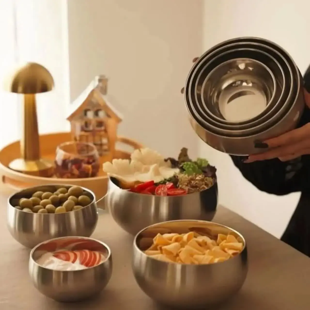 💥کاسه استیل دو جداره ۴تایی💥