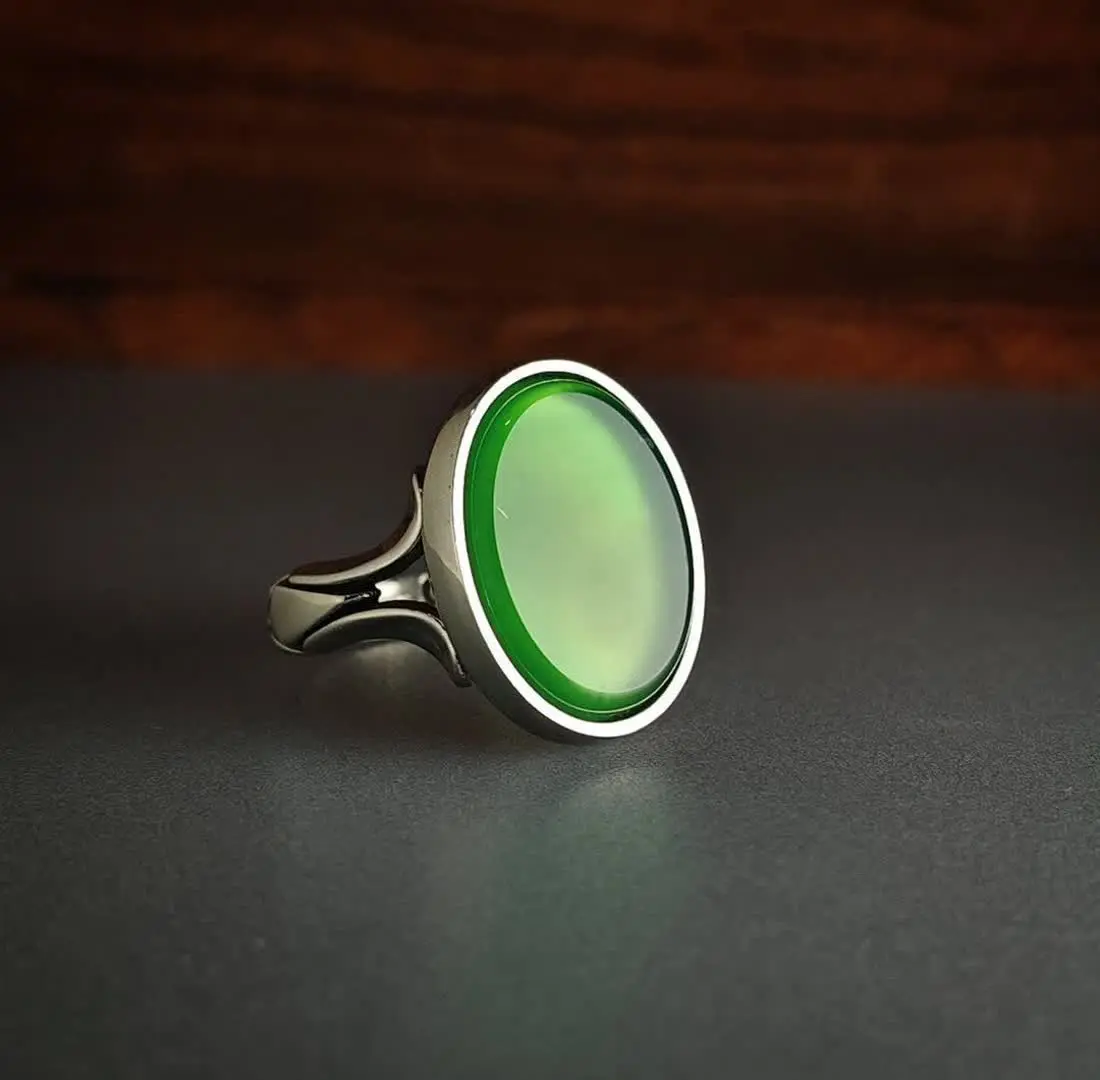 💎انگشتر عقیق سبز اصلی مردانه
