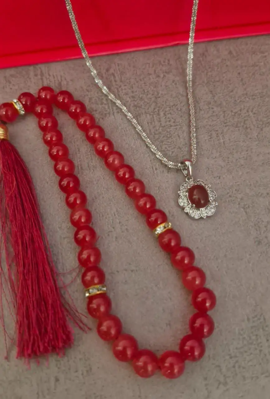 ست گردنبند عقیق و تسبیح😍
