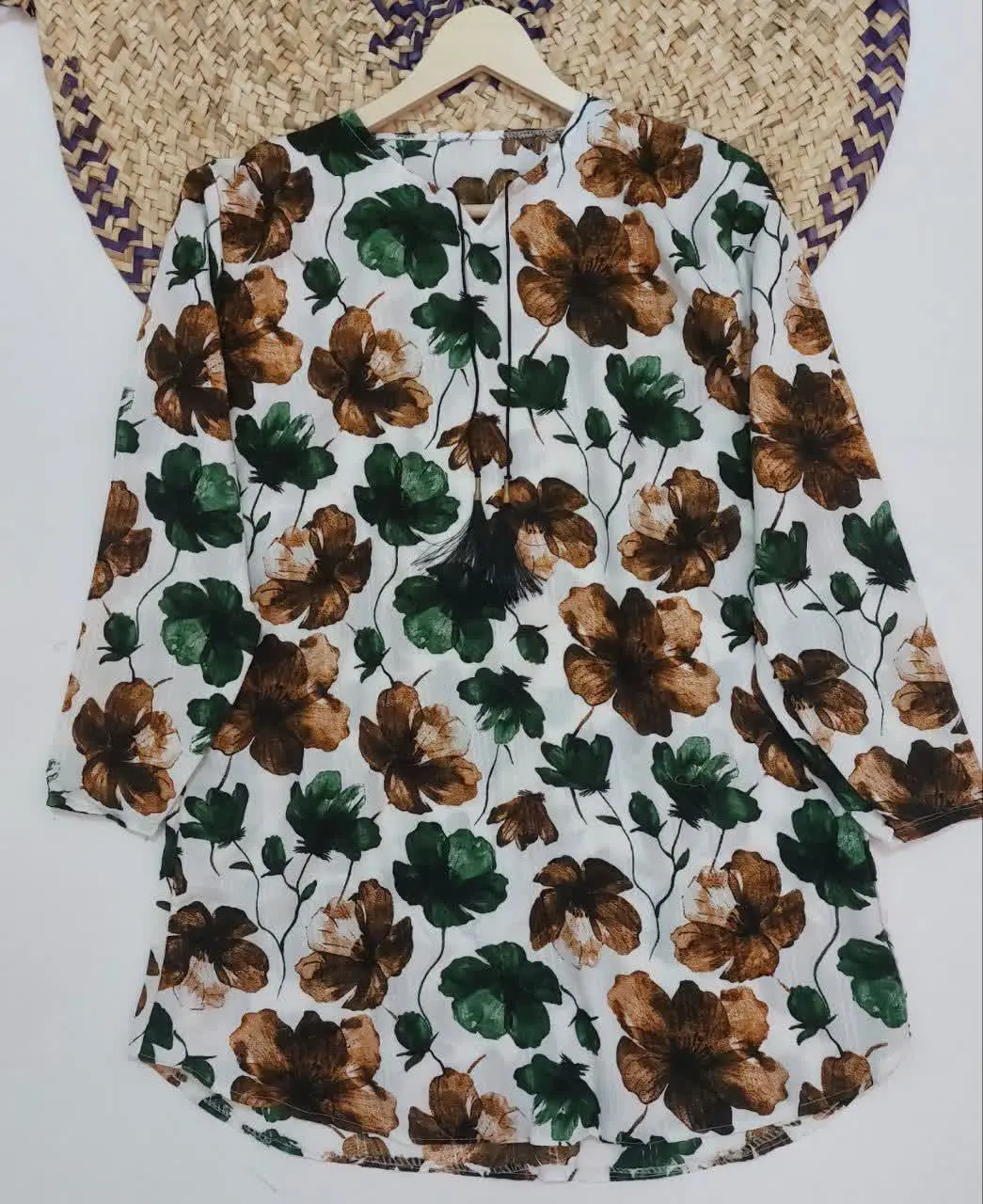 💎 #تونیک یقه وی منگوله دار
