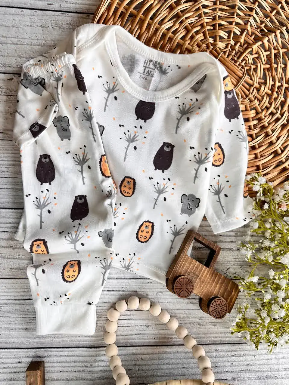 بلوز شلوار طرح جوجه تیغی نوزادی و کودک کد ۱۷۳۱۷۲ 
