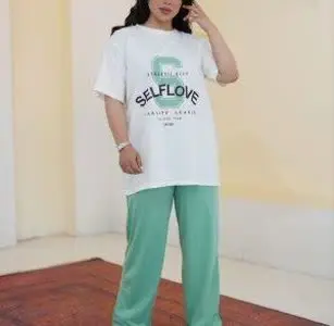 🎀 ست تیشرت شلوار طرح S😍