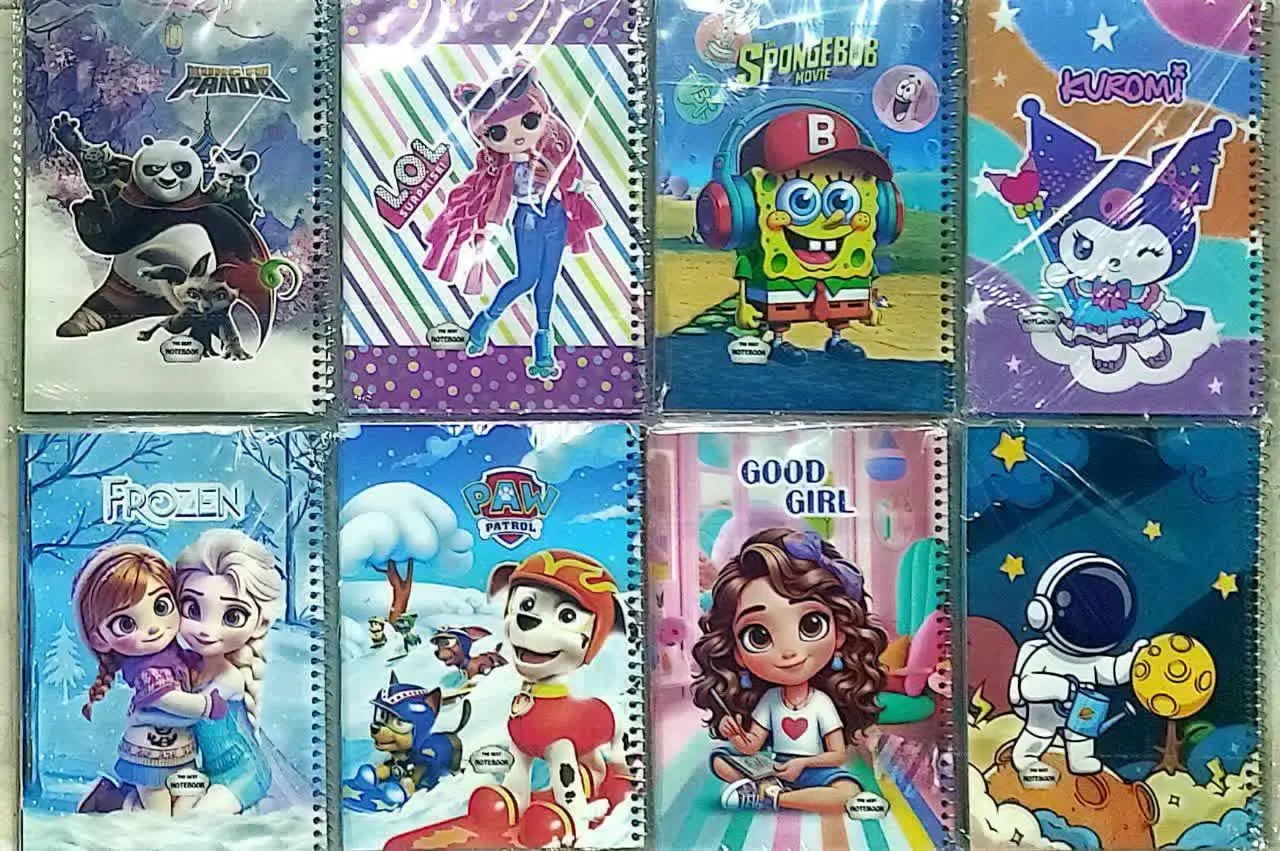 دفتر ۴۰ برگ خطی حاشیه دار فانتزی تک سیم با کاغذ ۷۰ گرم تک سلفون
