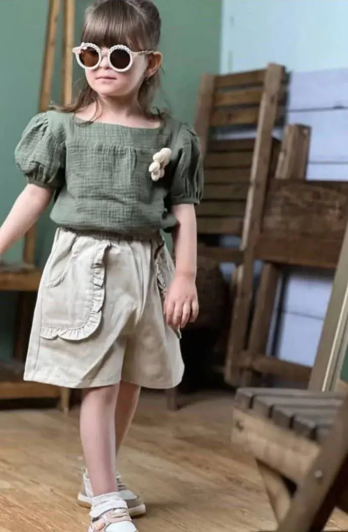 👫کراپ و شلوارک کتان شانتون ریلی👫
