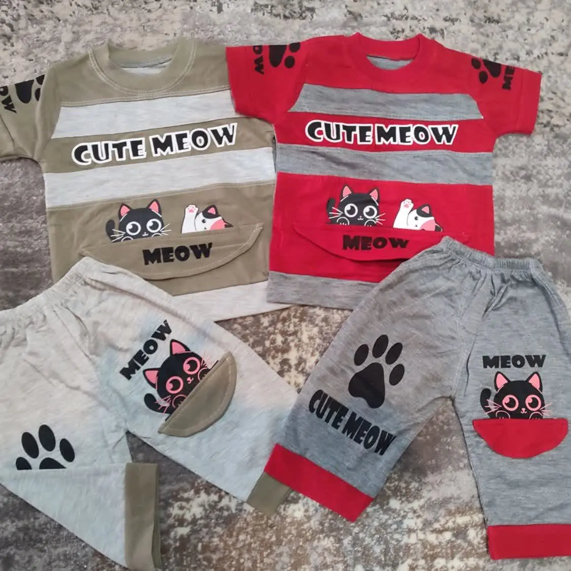 تیشرت شلوارک گربه ملوس مناسب ست خواهر برادری😍
