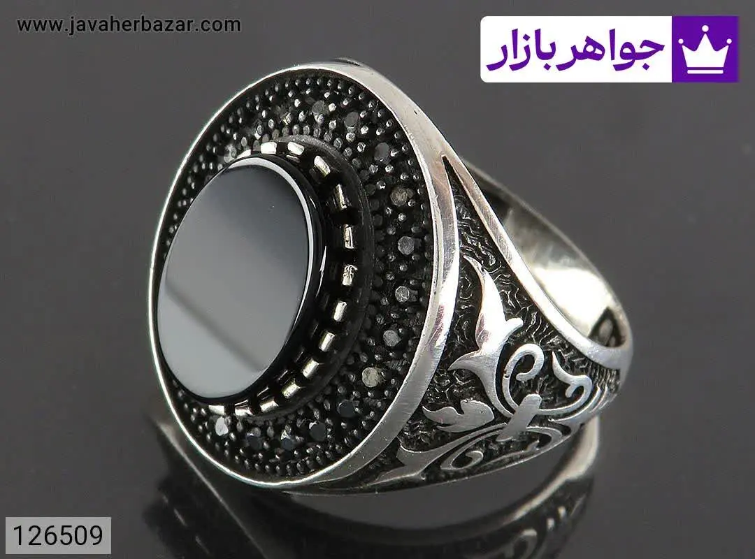 انگشتر نقره عقیق سیاه مردان...