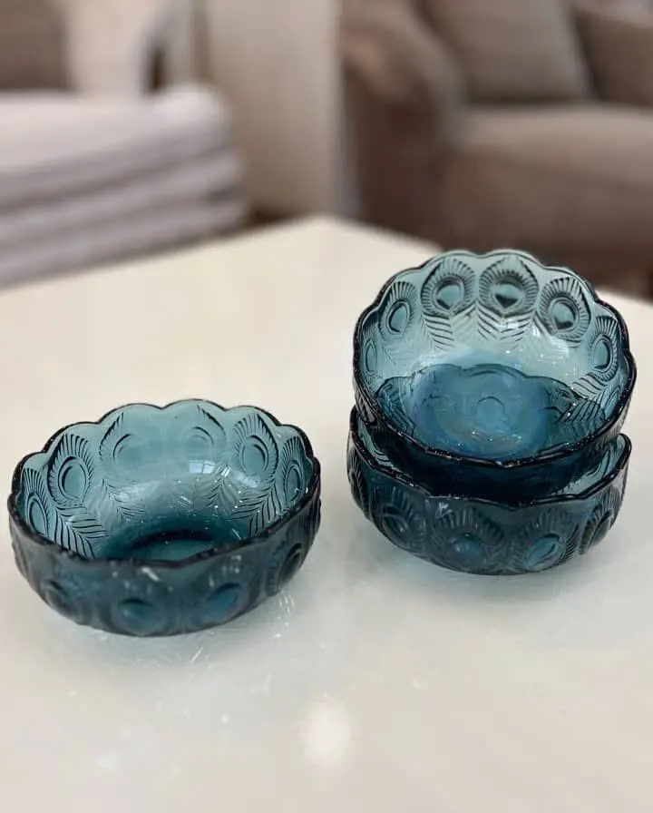 کاسه و لیوان کریستالی آبی