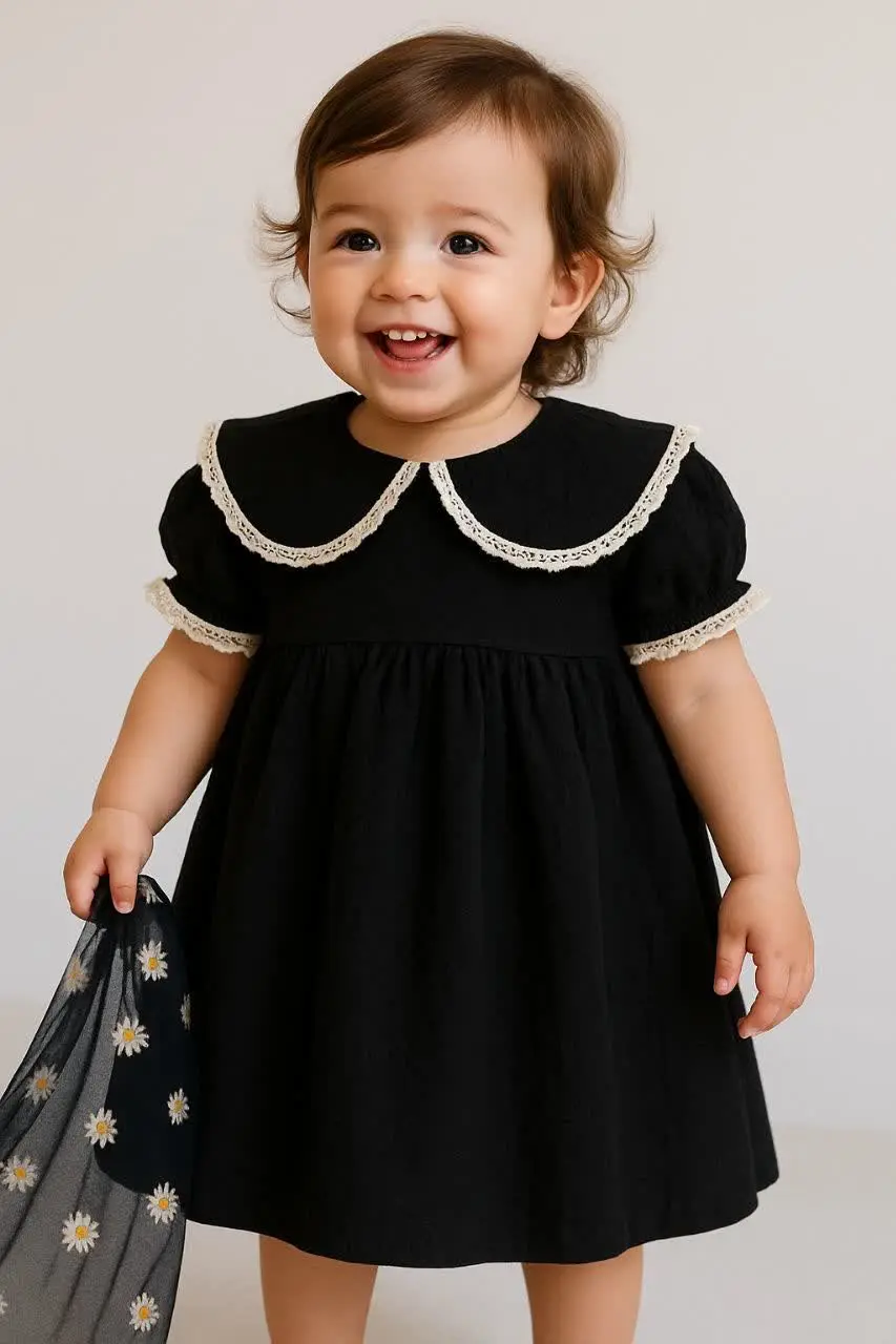 سارافون مشکی یقه ب نوارکنفی 😍
