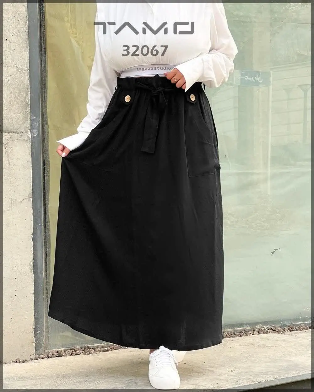 🔸دامن کتان کمر دار

