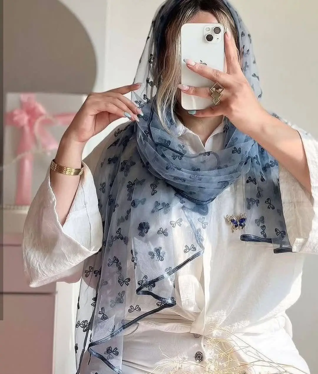 🌸 نام: شال پاپیون مجلسی
