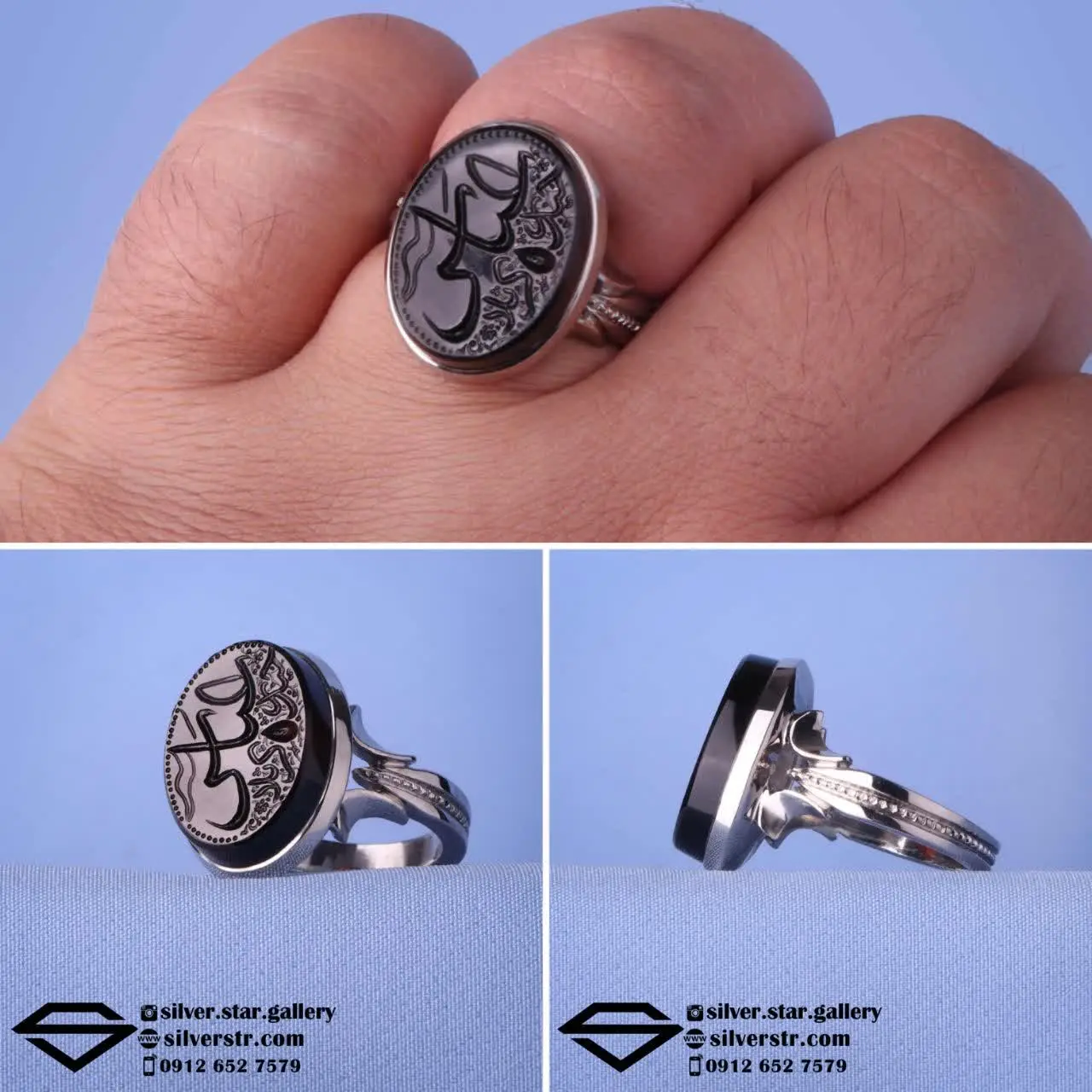 🖤 انگشتر مردانه جزع یمنی کد...