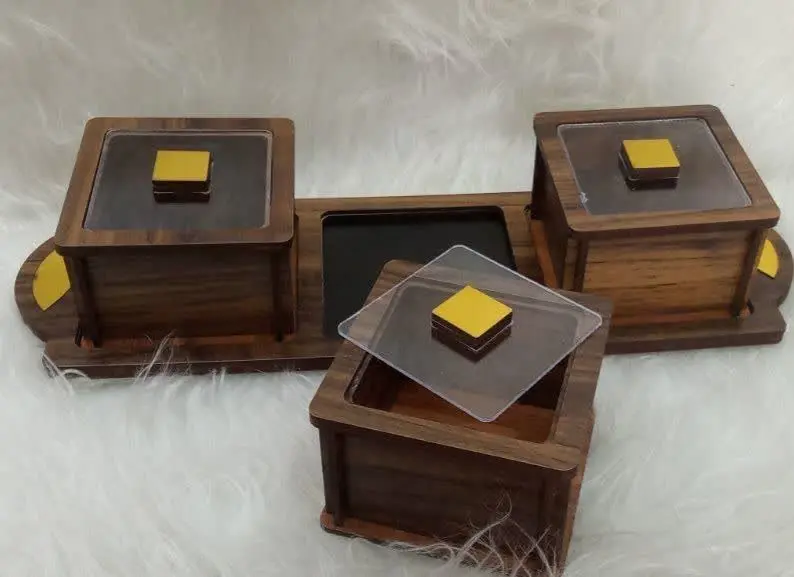 شکلات خوری چوبی ۳تایی
