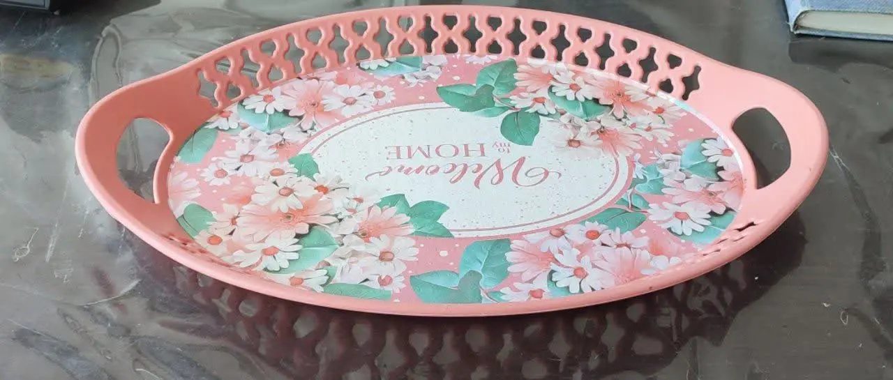 سینی دسته دار لب توری در چند رنگ
