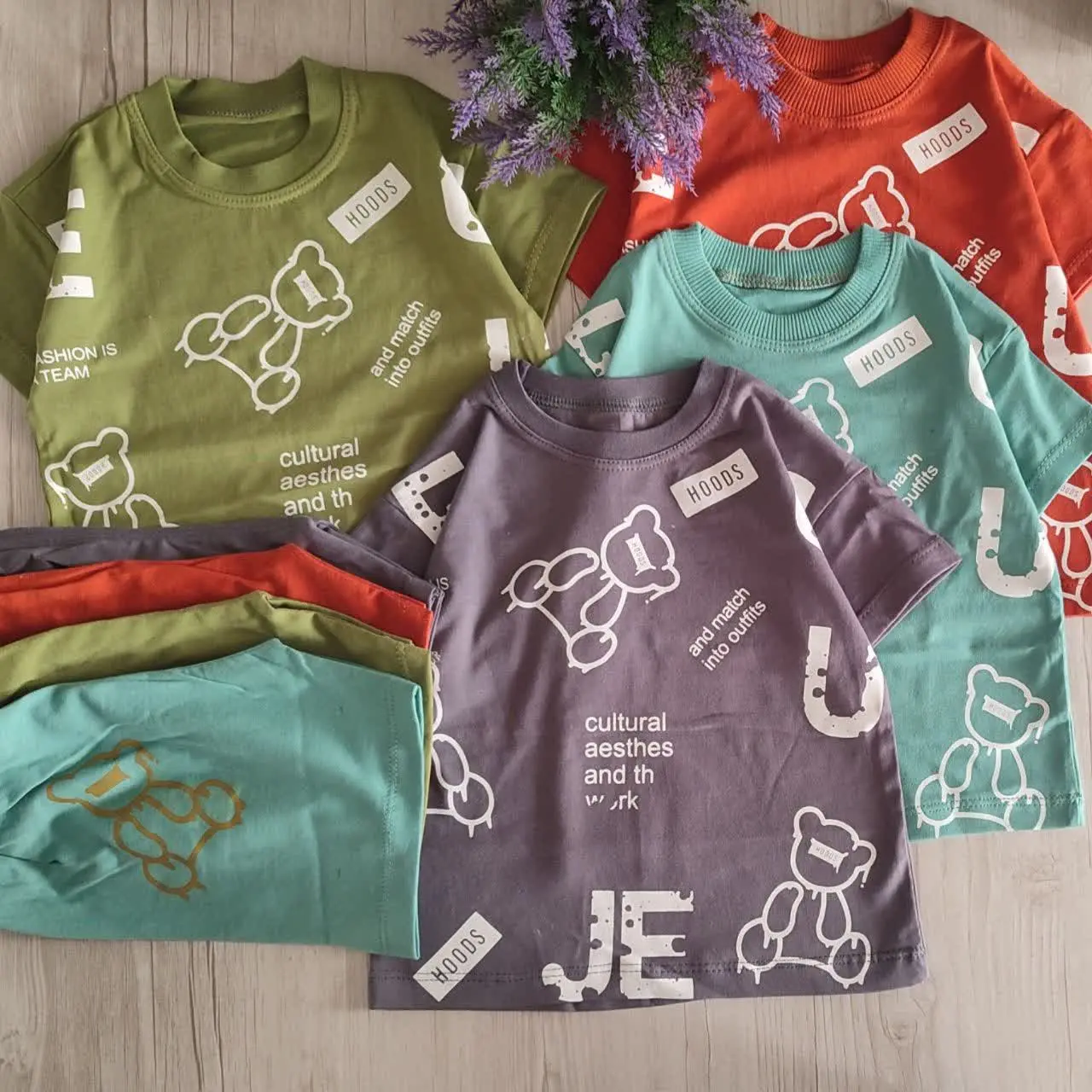 تیشرت شلوارک خرس و نوشته سایز ۳۵ تا ۵۵
