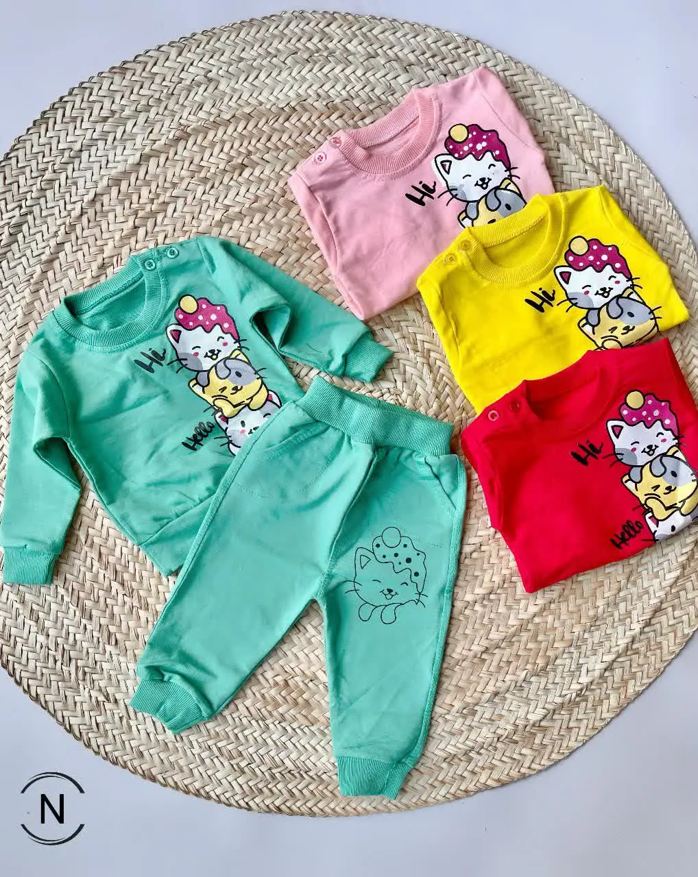 #بلوزشلواردخترانه پنبه یقه دکمه کیتی
