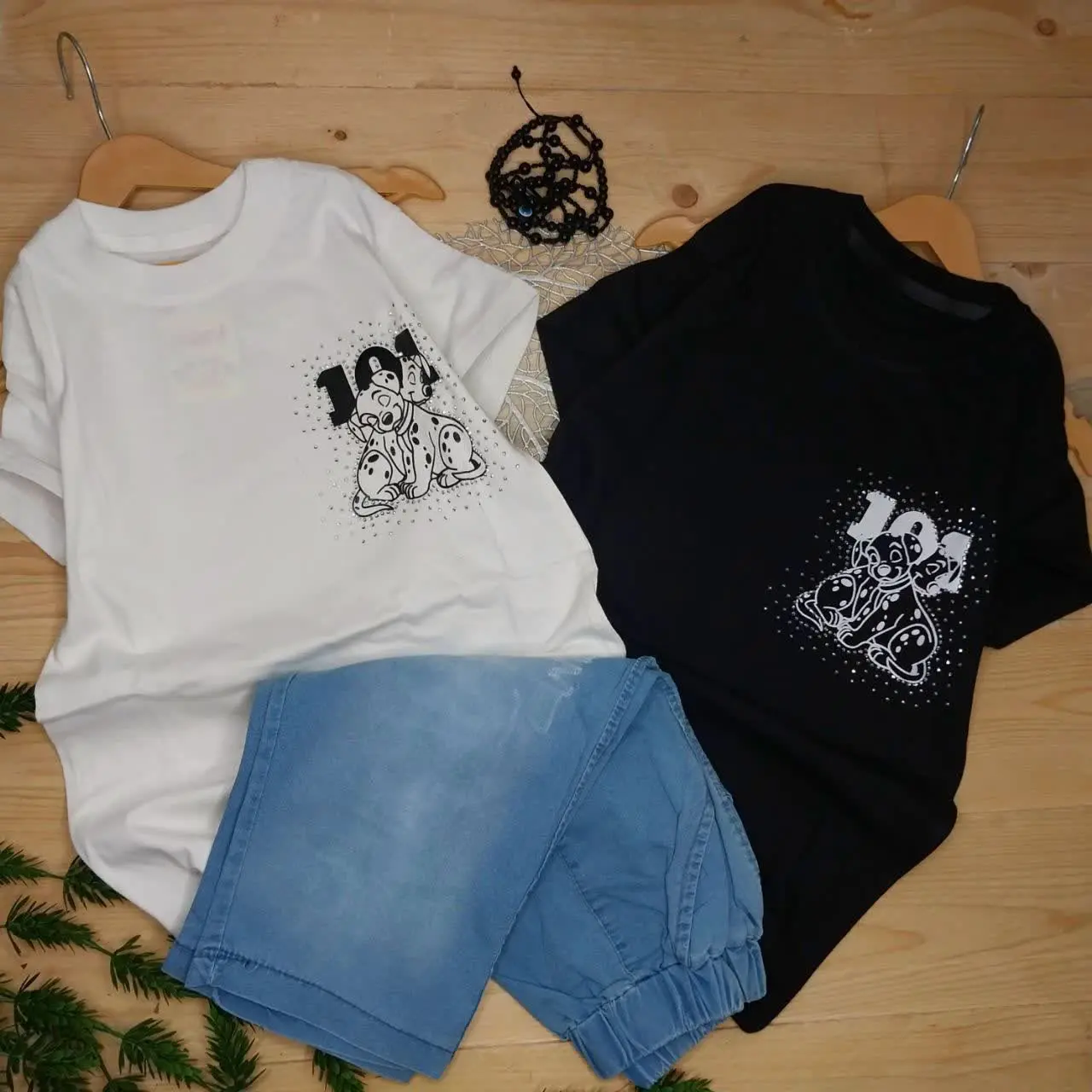 👚نام: ست تیشرت شلوارک سگ‌های خال خالی🐾
